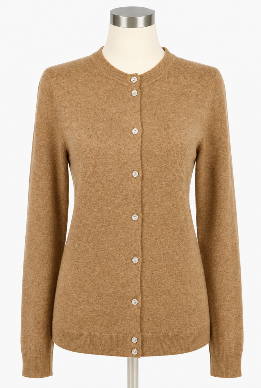 NEW J.CREW HEATHER CAMEL CLASSIC CARDIGAN SWEATER RHINESTONE BUTTONS SZ S BC533